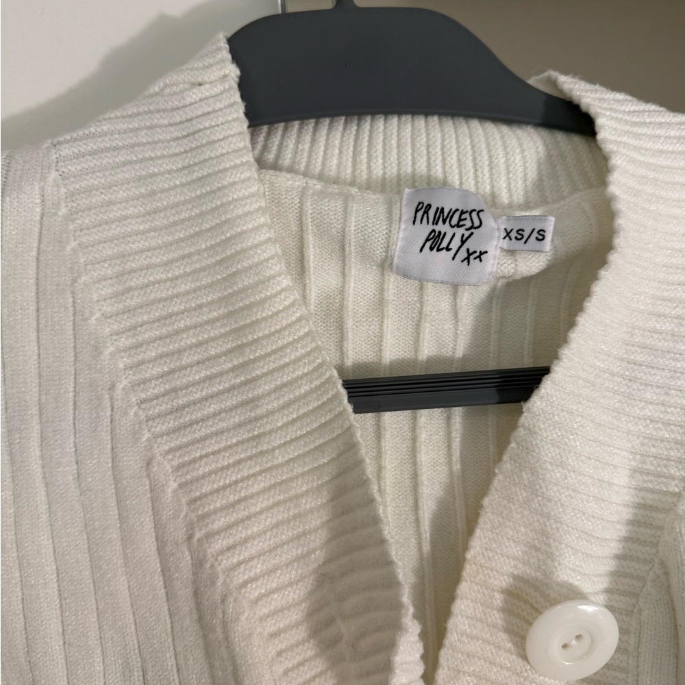 Princess Polly Cream Ribbed Knit Cardigan - Picture 2 of 3